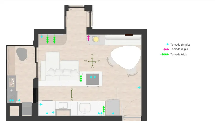 Pontos elétricos – prancha do projeto executivo, Apartamento N+R (Capão da Canoa/RS)