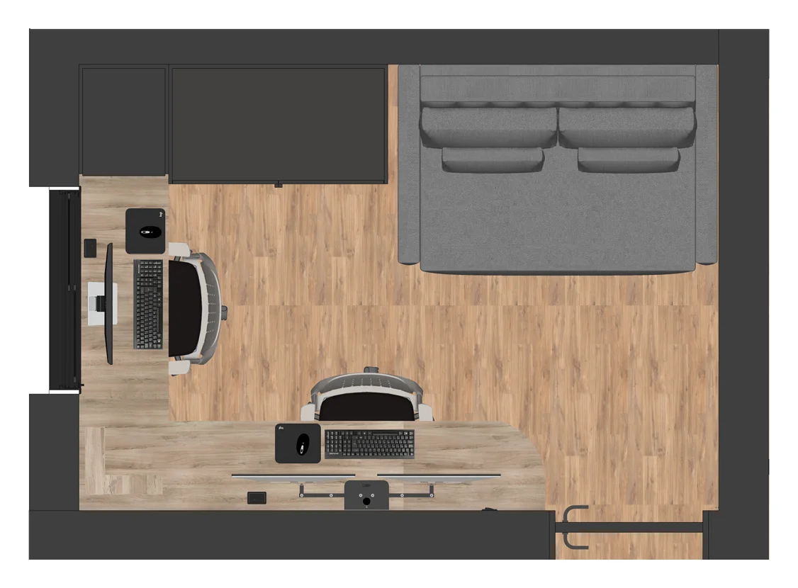 Planta humanizada do home office – Apartamento N+R (Capão da Canoa/RS)