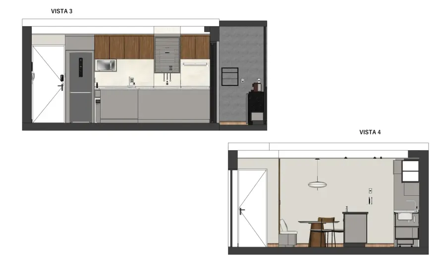 Vistas das paredes – prancha do projeto executivo, Apartamento N+R (Capão da Canoa/RS)